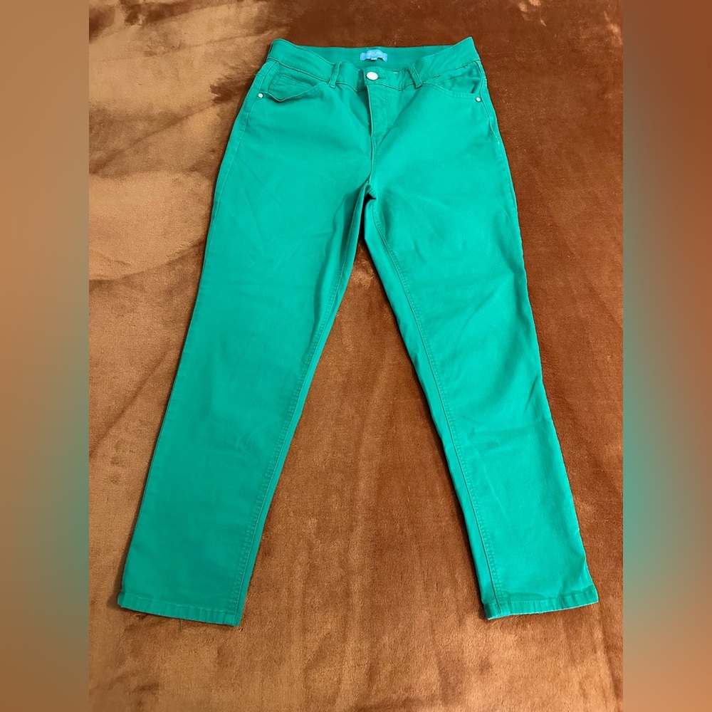 Teal Green Stretch-Fit Straight Leg Pant
